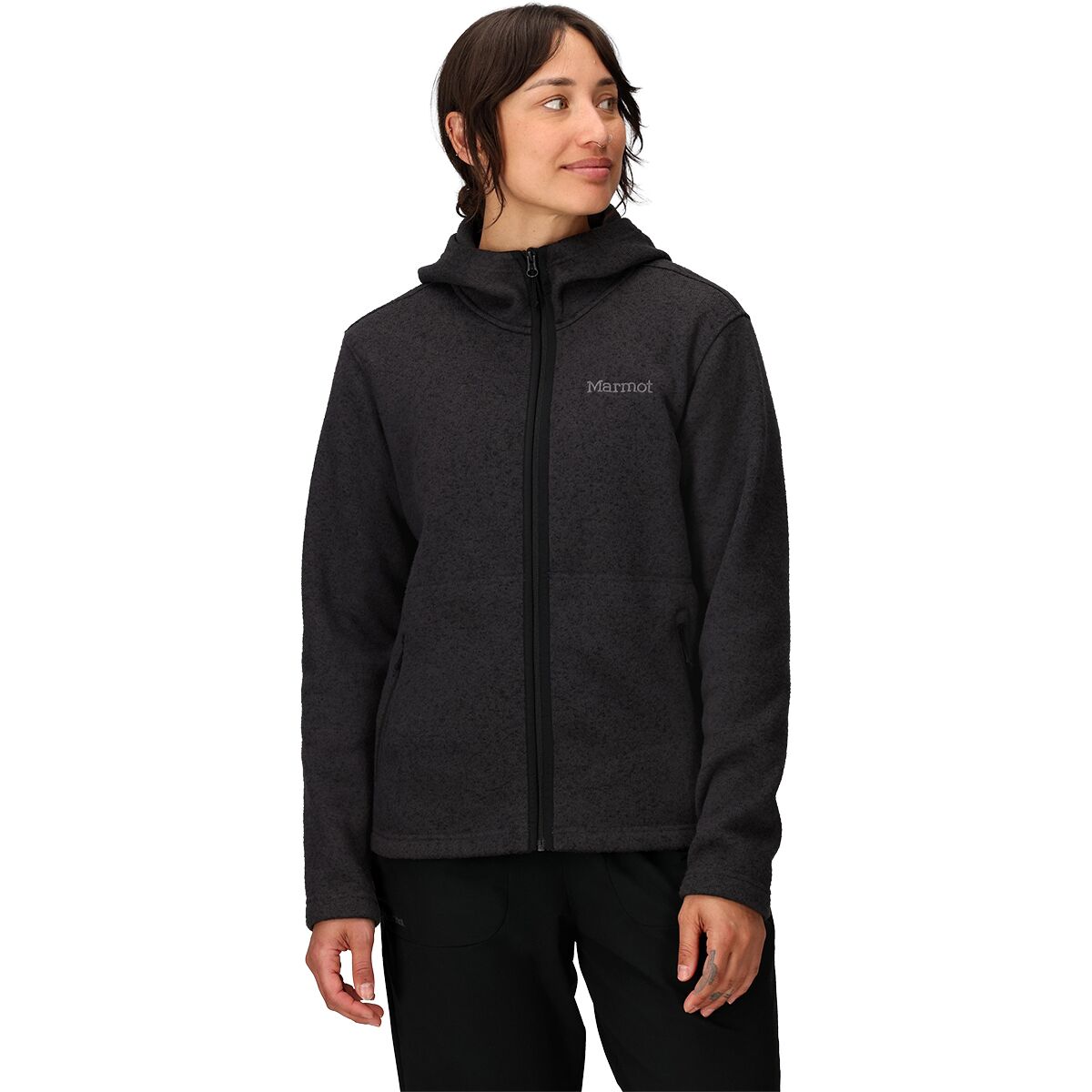 Image of Marmot Drop Line Full-Zip Hooded Jacket - Women's Black Heather, M