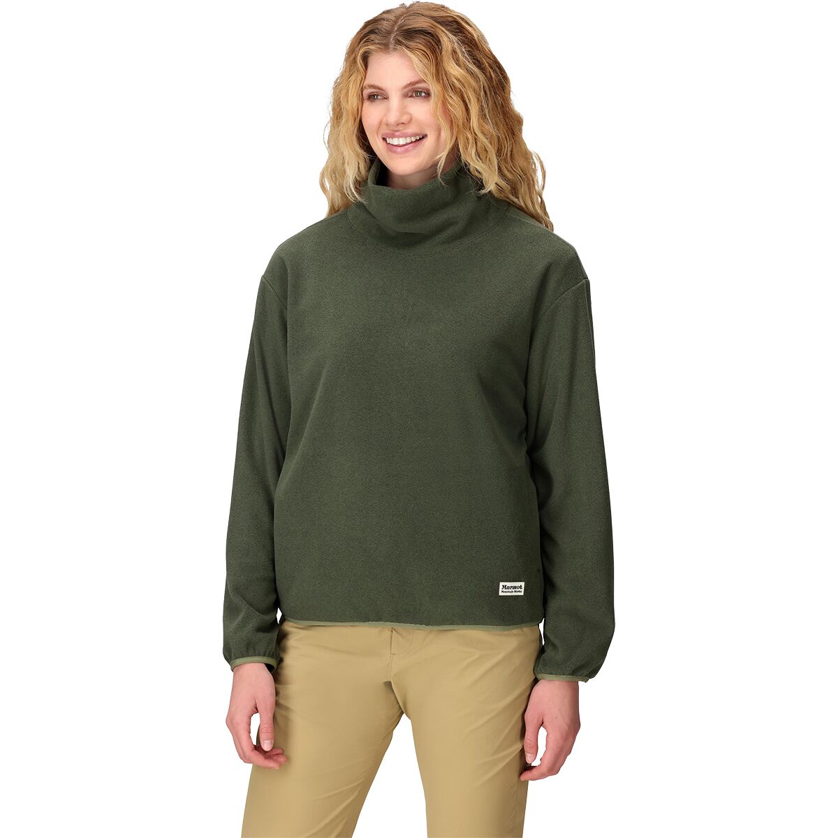 Image of Marmot Felton Fleece Cowl Neck - Women's Olive Grove Heather, M