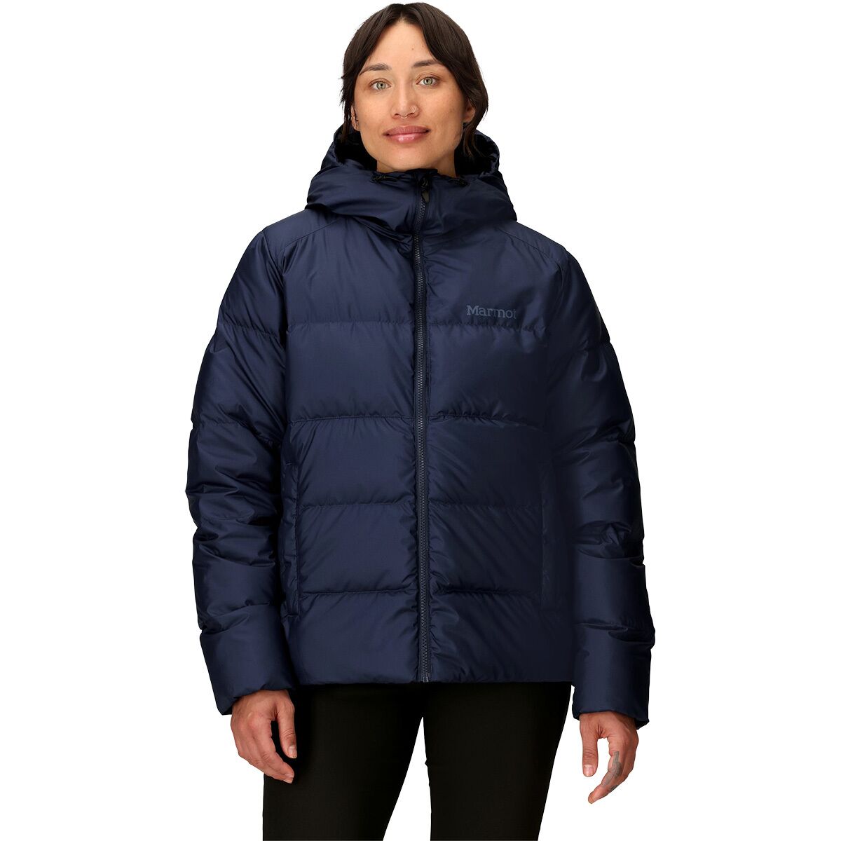 Image of Marmot Guides Down Hooded Jacket - Women's Arctic Navy, L