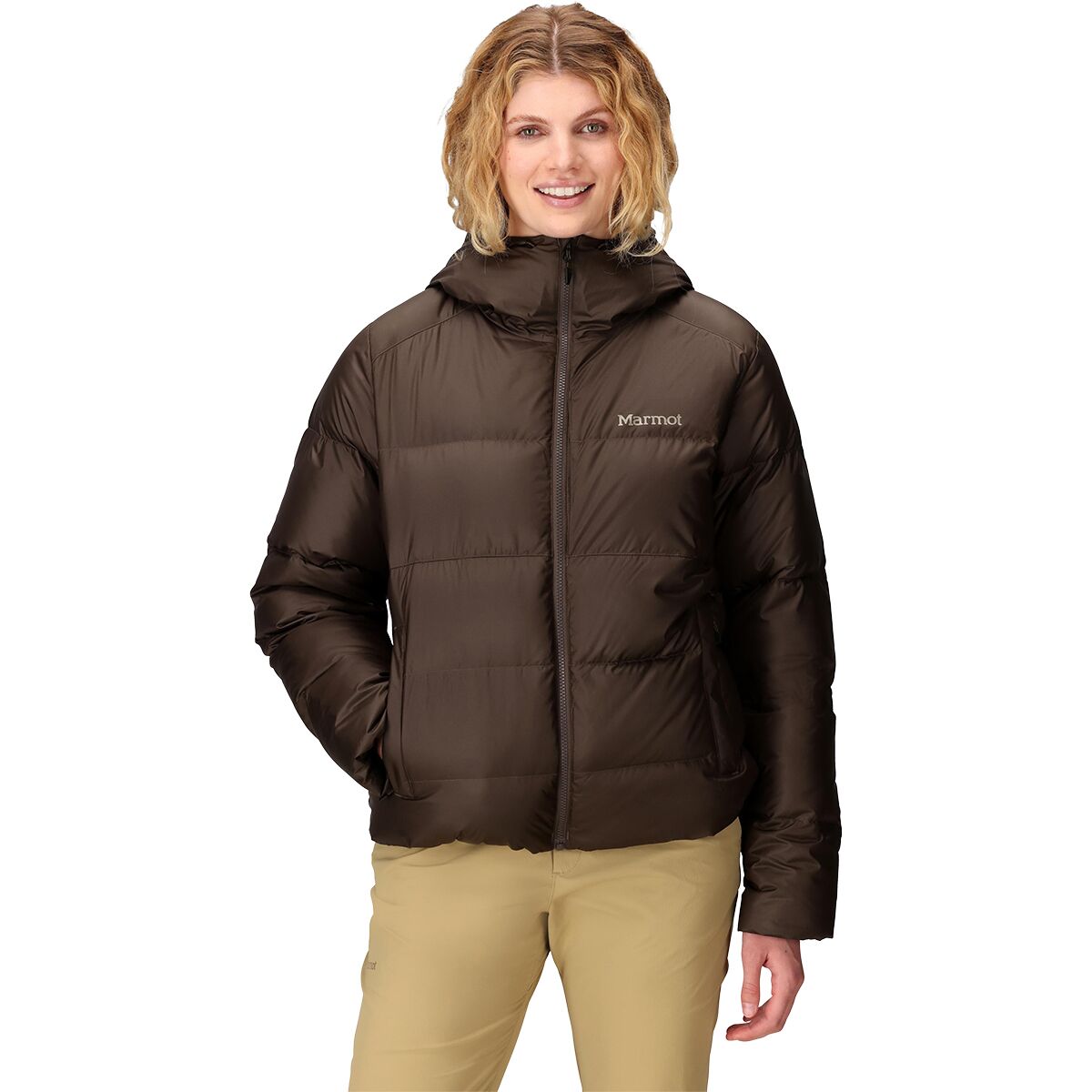 Image of Marmot Guides Down Hooded Jacket - Women's Hickory Nut, S