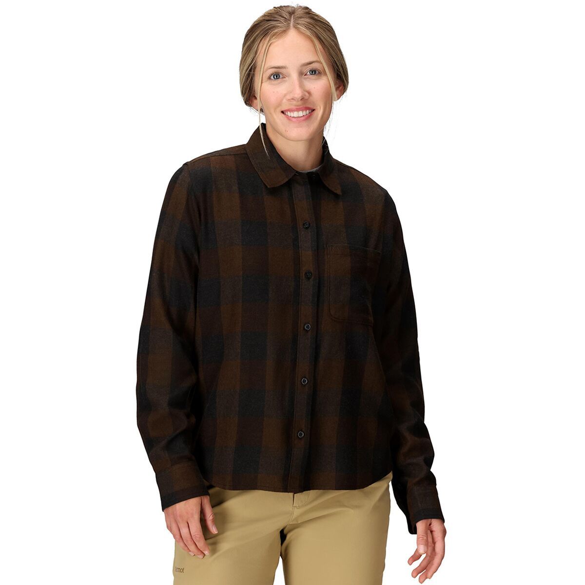 Image of Marmot Lightweight Flannel Shirt - Women's Hickory Nut/Black, S