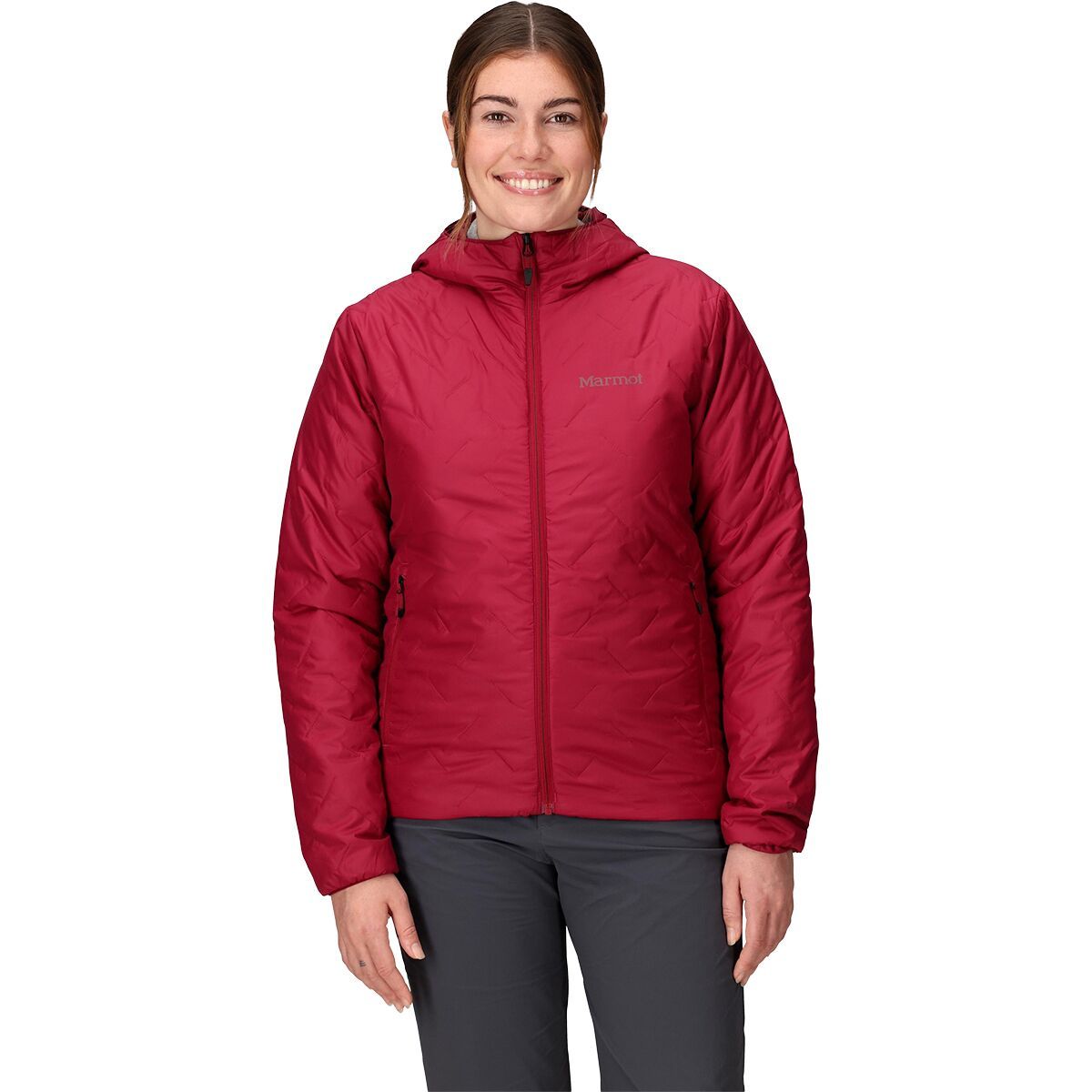 Image of Marmot MonoQuilt Hooded Jacket - Women's Red Mulberry, M