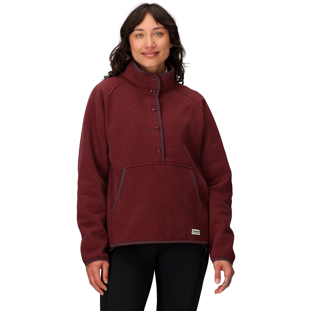 Image of Marmot Peak Cozy 1/2 Snap Pullover - Women's Acai Berry Heather, L