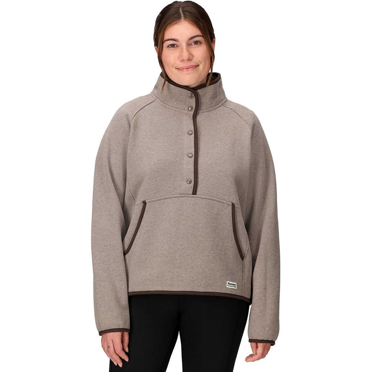 Image of Marmot Peak Cozy 1/2 Snap Pullover - Women's Claystone Heather, L