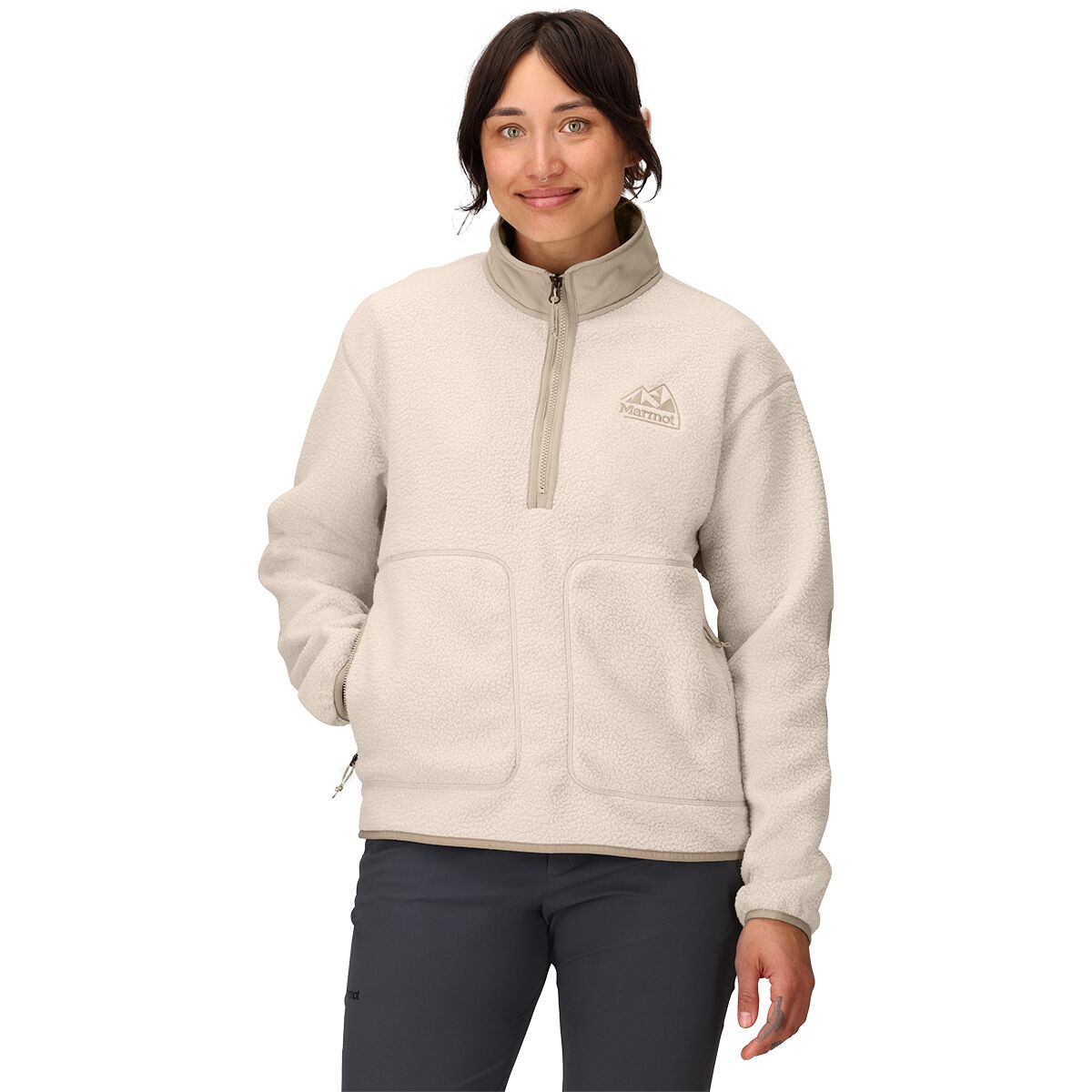 Image of Marmot Wanderer High Pile Fleece Pullover - Women's Birch Bark, M