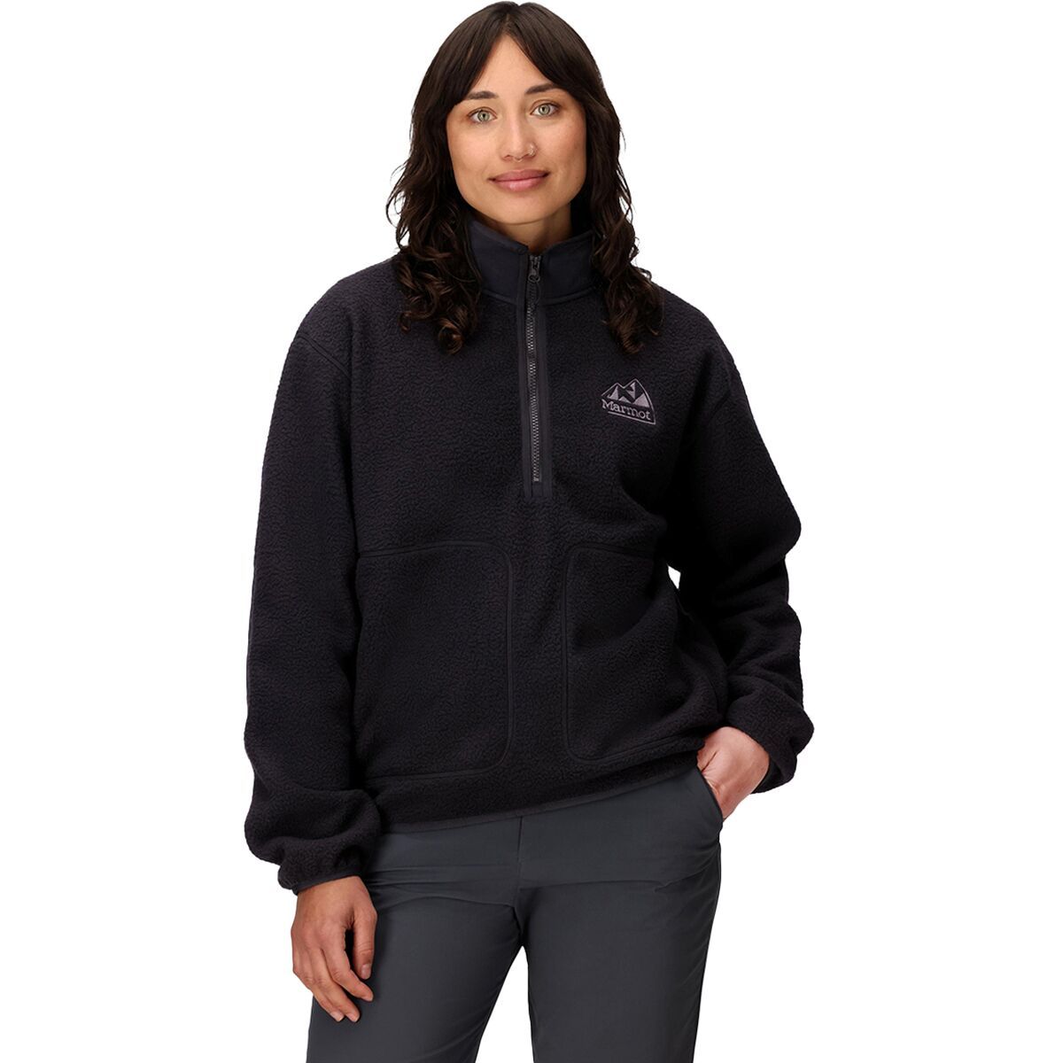 Image of Marmot Wanderer High Pile Fleece Pullover - Women's Black, M