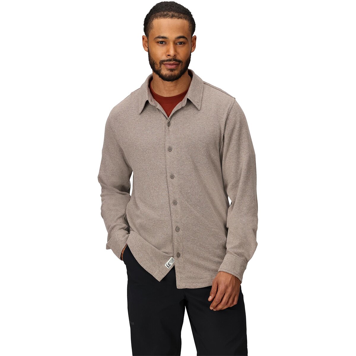 Image of Marmot Alpine Haven Knit Flannel Shirt - Men's Claystone Heather, L
