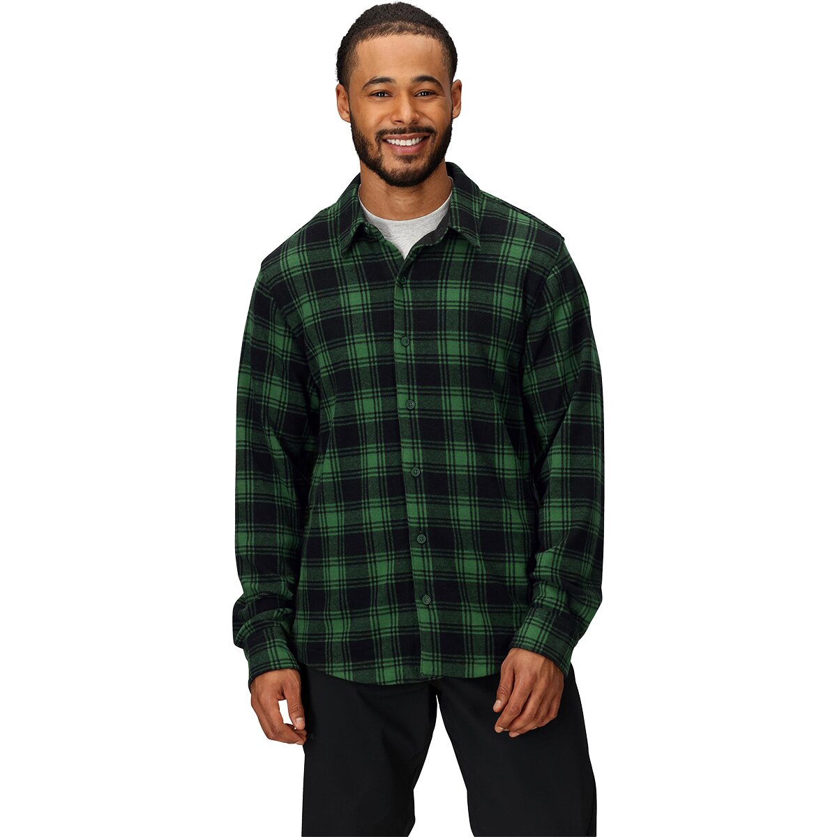 Image of Marmot Alpine Haven Knit Flannel Shirt - Men's Juniper Green, M
