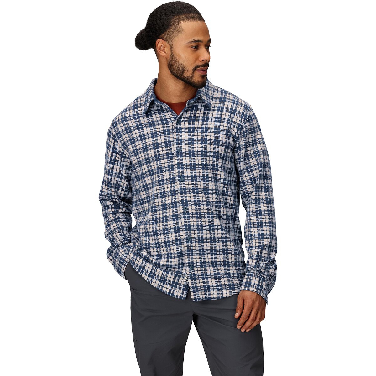 Image of Marmot Alpine Haven Knit Flannel Shirt - Men's Thunderhead, S