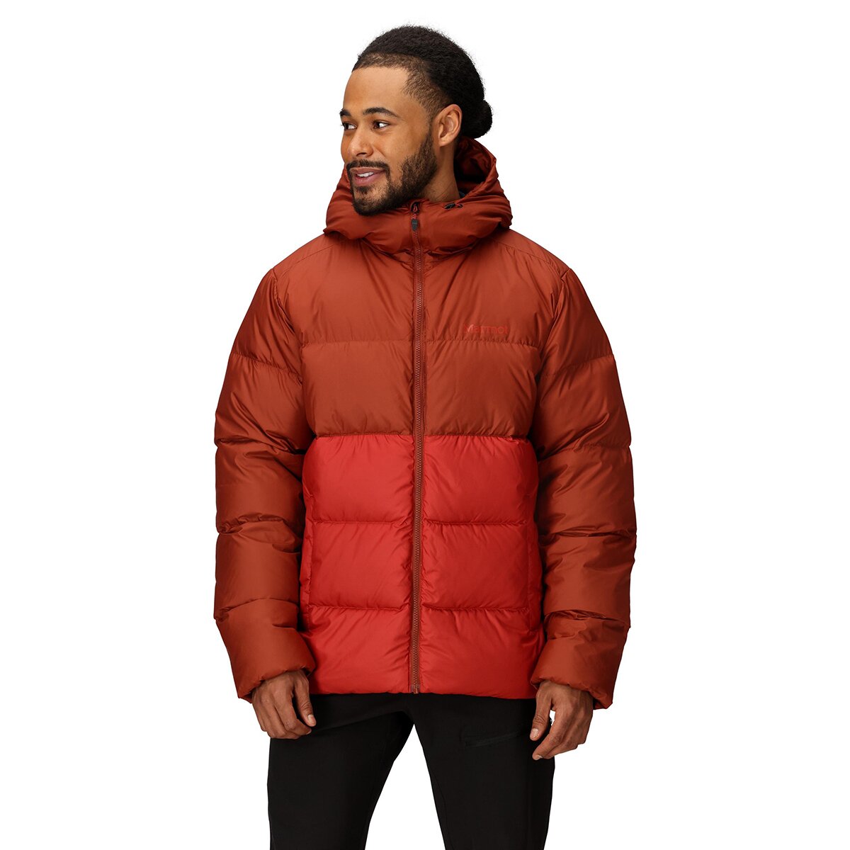 Image of Marmot Guides Down Hooded Jacket - Men's Pecan/Sumac, M