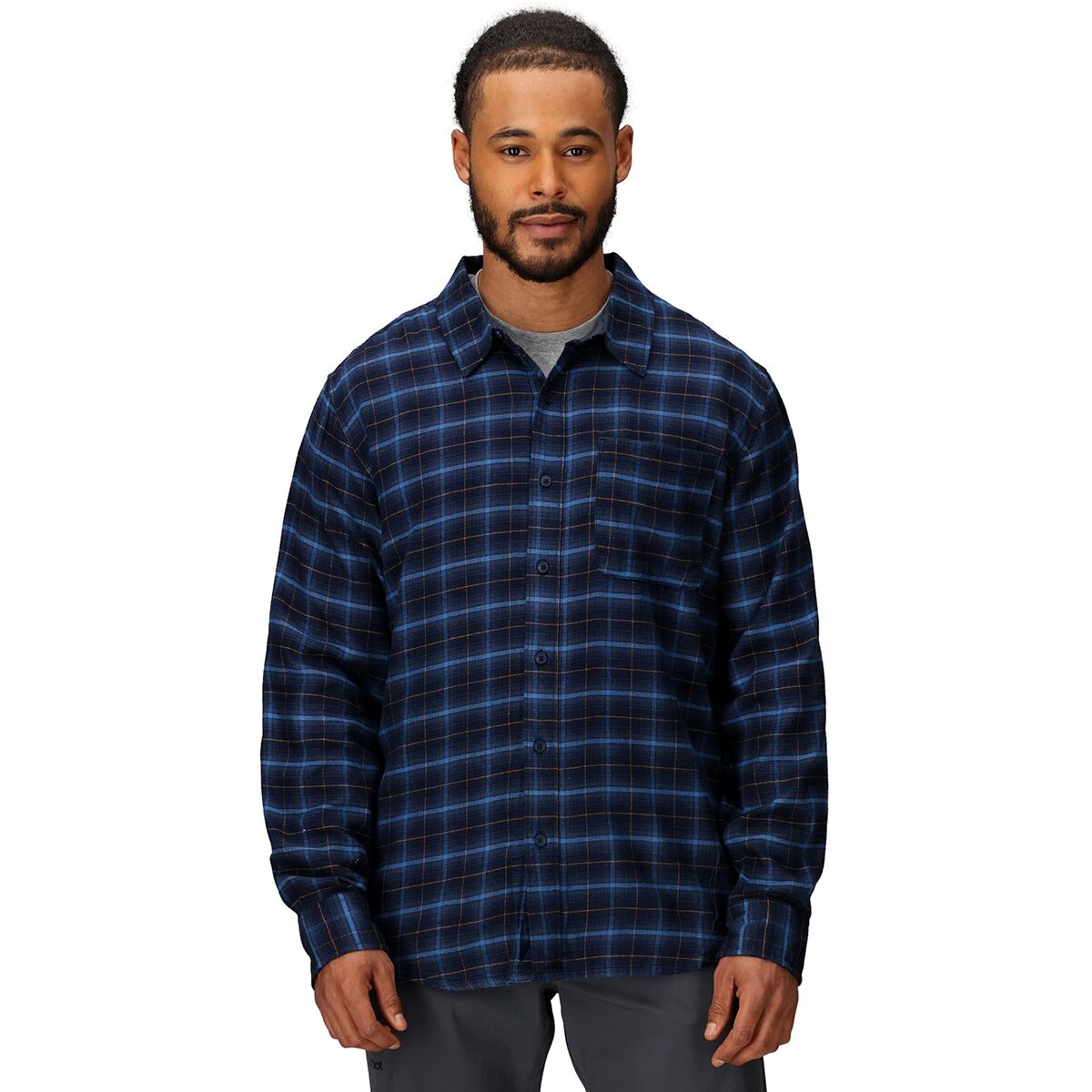 Image of Marmot Lightweight Long-Sleeve Flannel Shirt - Men's Arctic Navy, S