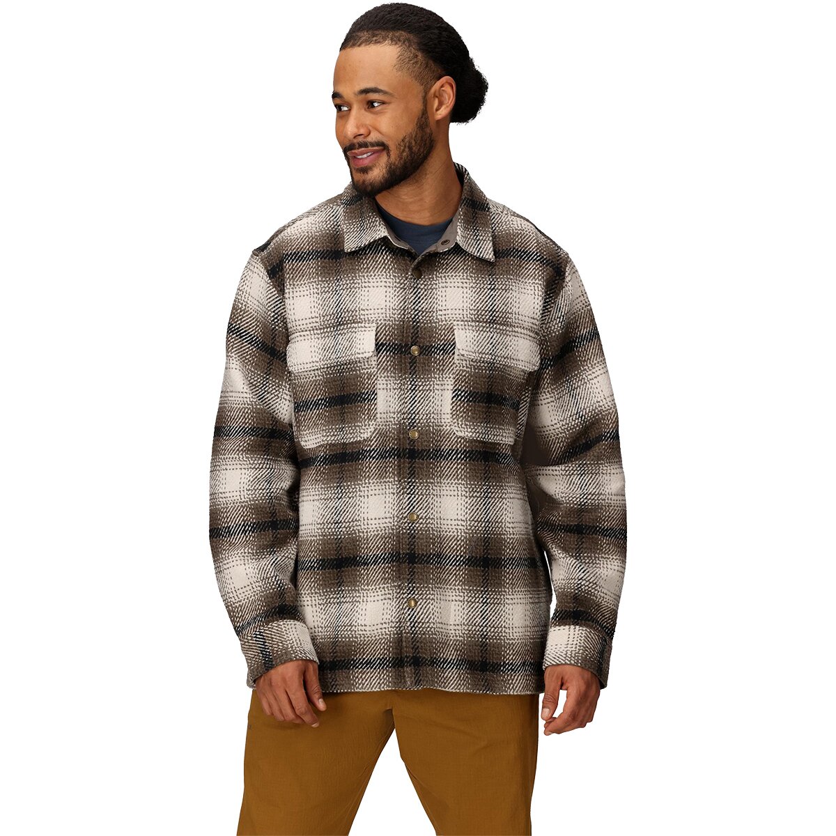 Image of Marmot Open Weave Heavyweight Flannel Overshirt - Men's Birch Bark, S