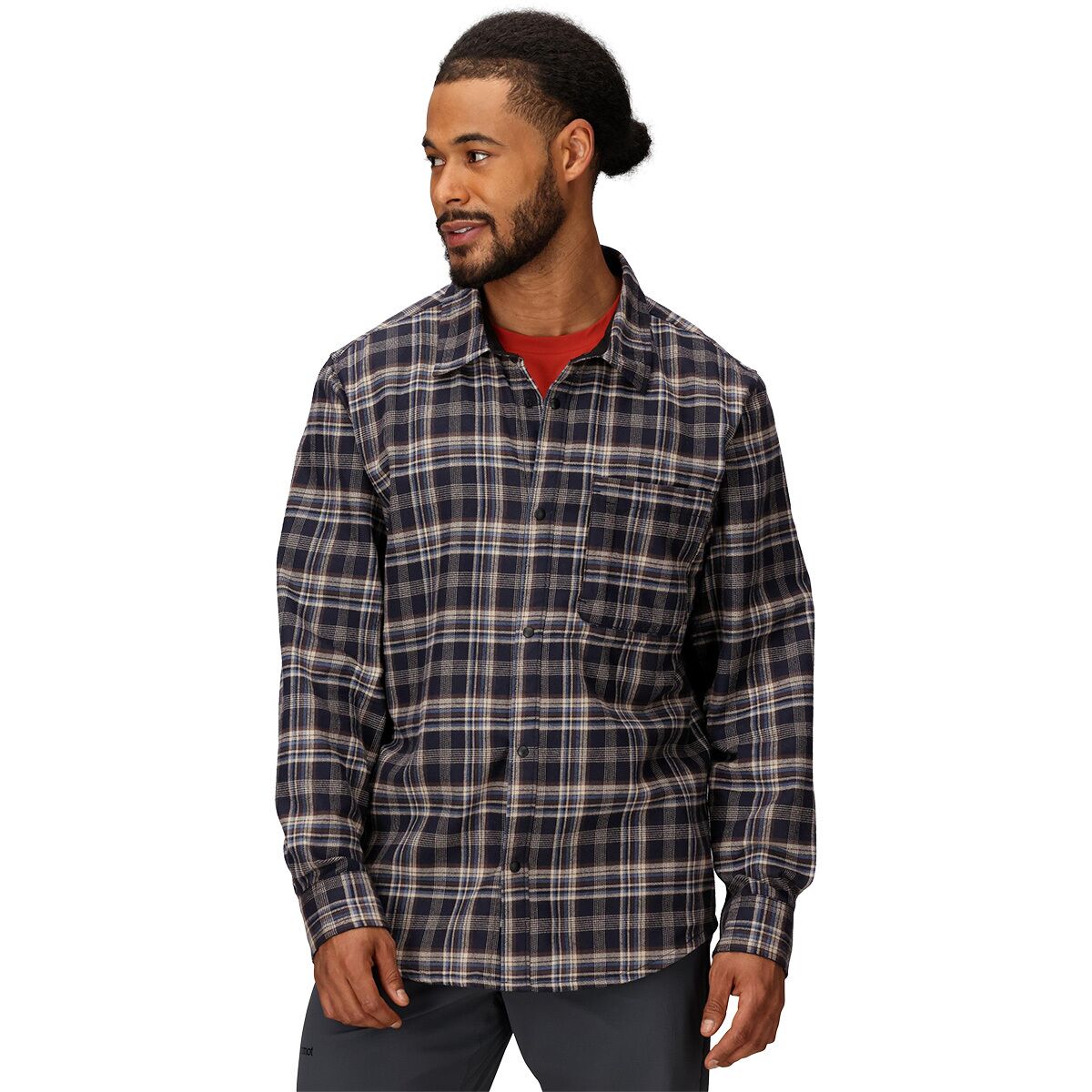 Image of Marmot Stonepeak Lightweight Performance Flannel Shirt - Men's Black, S