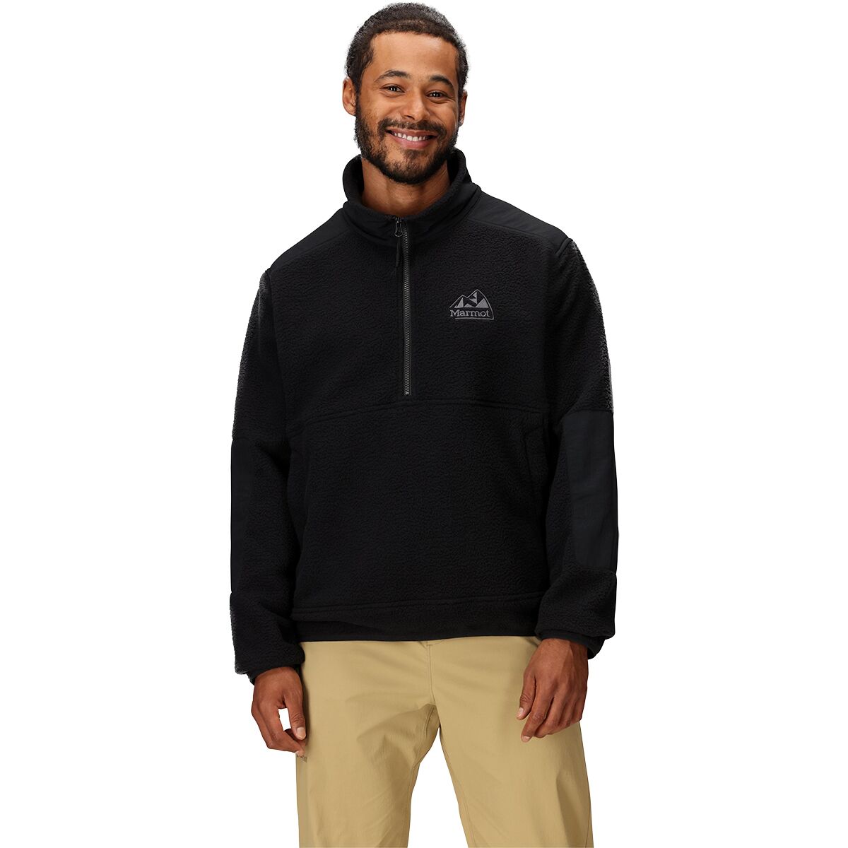 Image of Marmot Wanderer High Pile Fleece Pullover - Men's Black, M