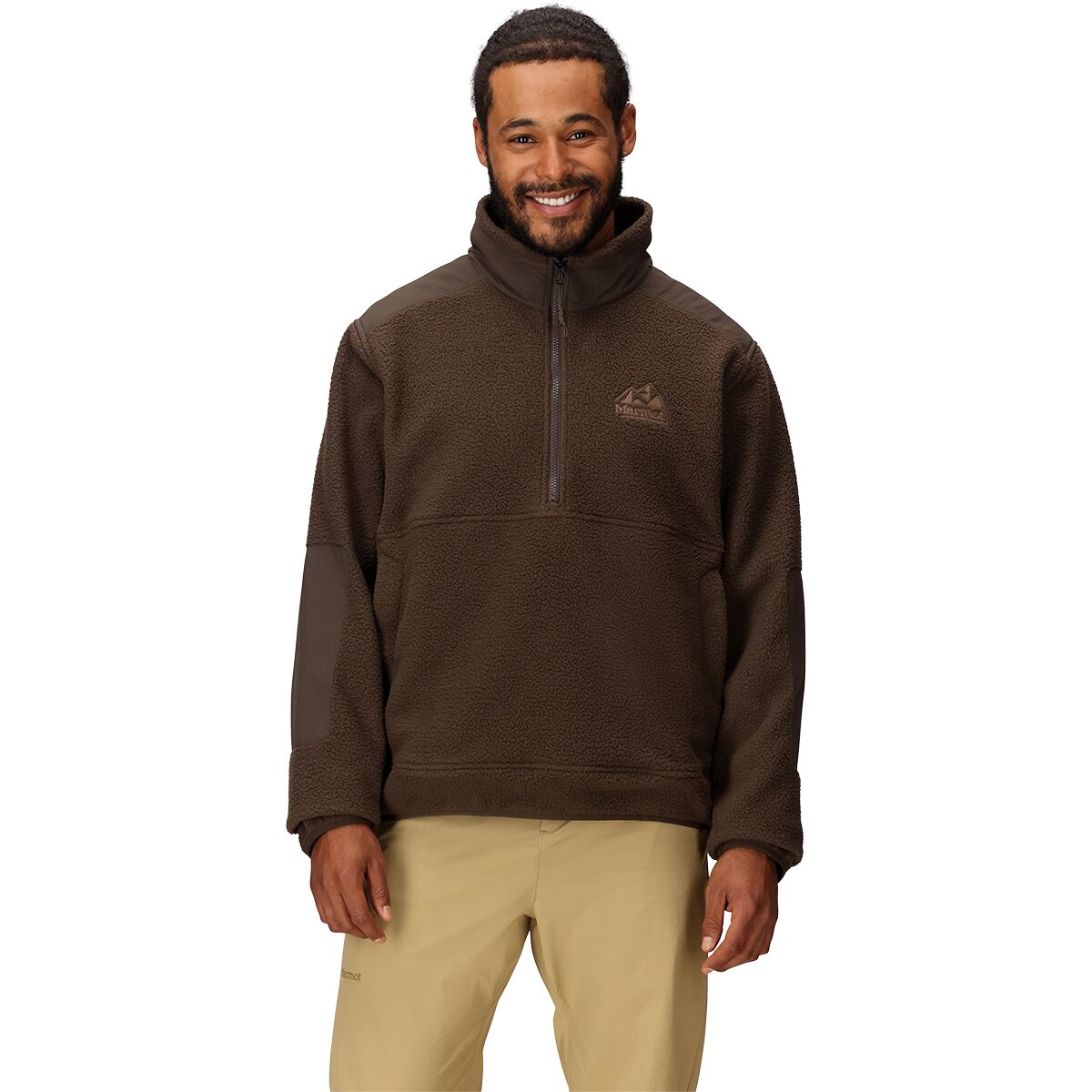 Image of Marmot Wanderer High Pile Fleece Pullover - Men's Hickory Nut, M