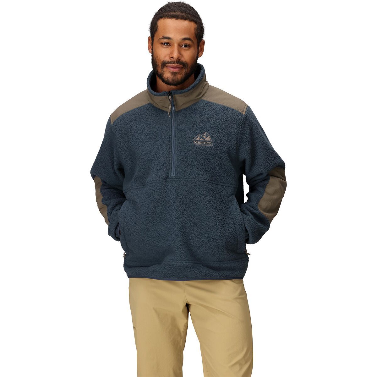 Marmot Wanderer High Pile Fleece Pullover - Men's Thunderhead/Claystone, L
