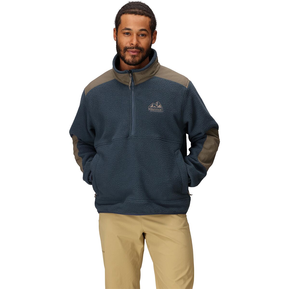 Image of Marmot Wanderer High Pile Fleece Pullover - Men's Thunderhead/Claystone, S