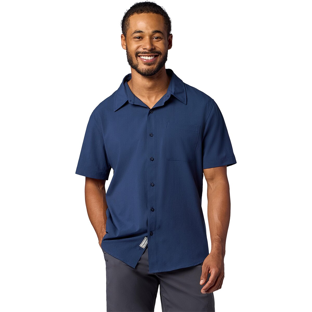 Image of Marmot AirExchange Short-Sleeve Shirt - Men's Nightfall Navy, L