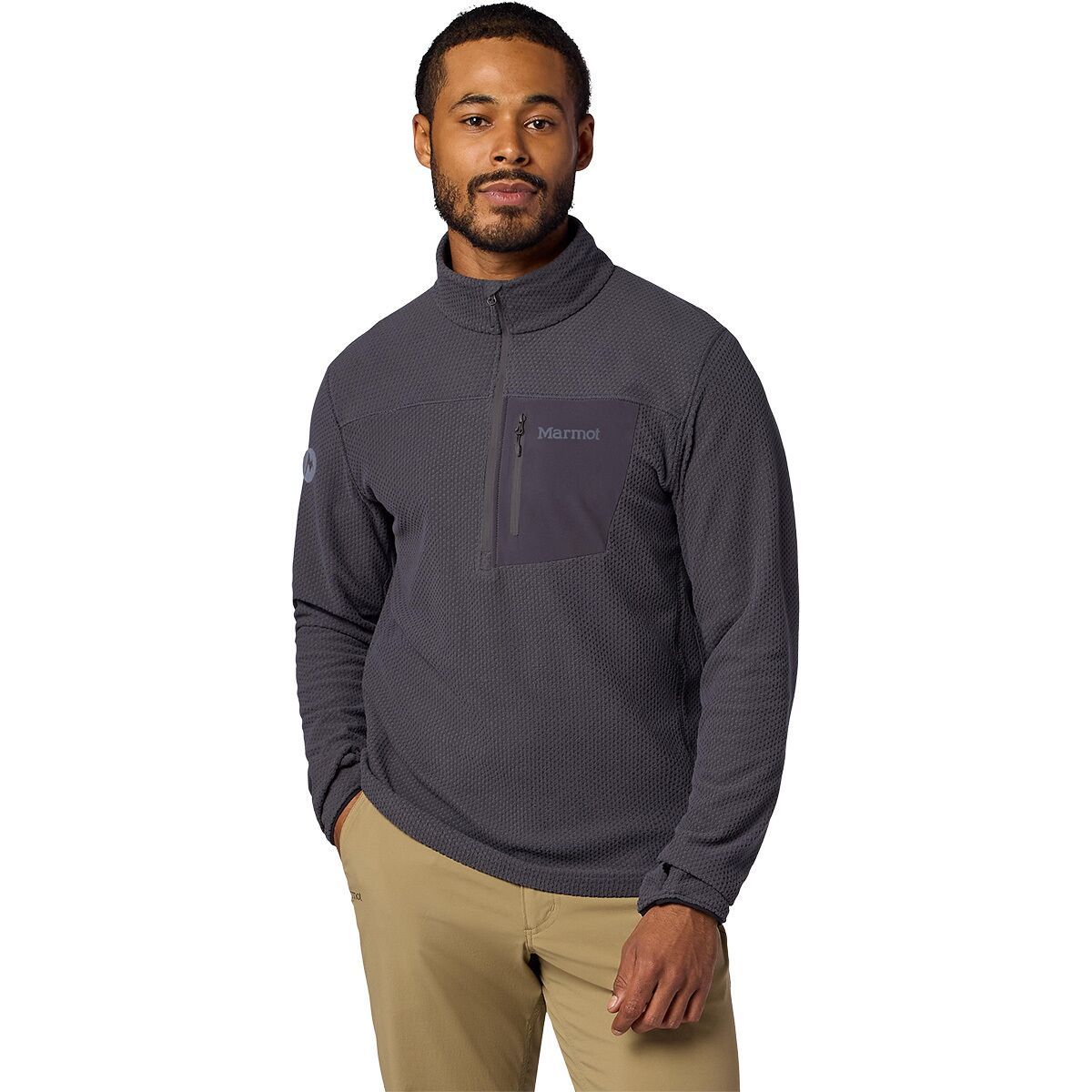Image of Marmot AirFleece 1/2-Zip Pullover - Men's Blackened, L