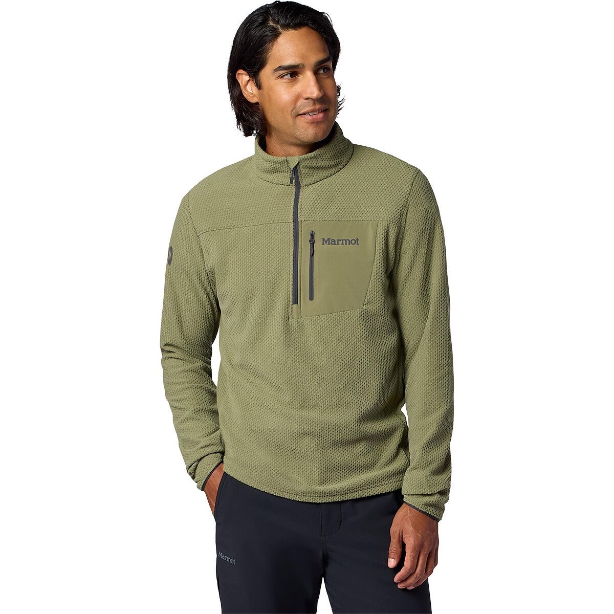 Image of Marmot AirFleece 1/2-Zip Pullover - Men's Olive Grove, XXL