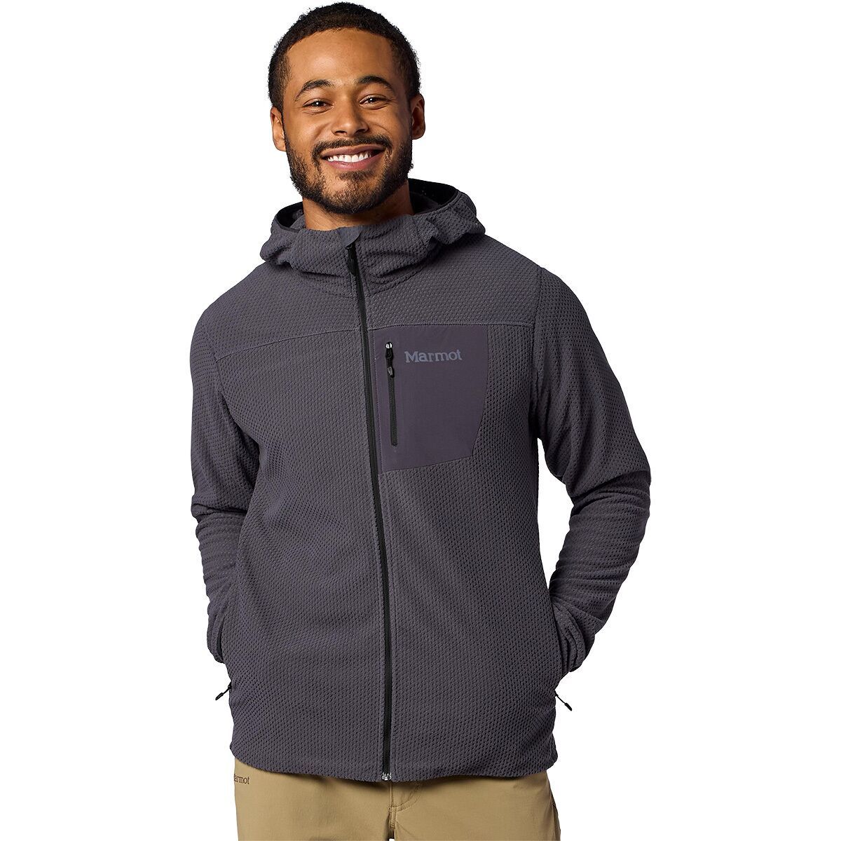Image of Marmot AirFleece Hooded Jacket - Men's Blackened, M