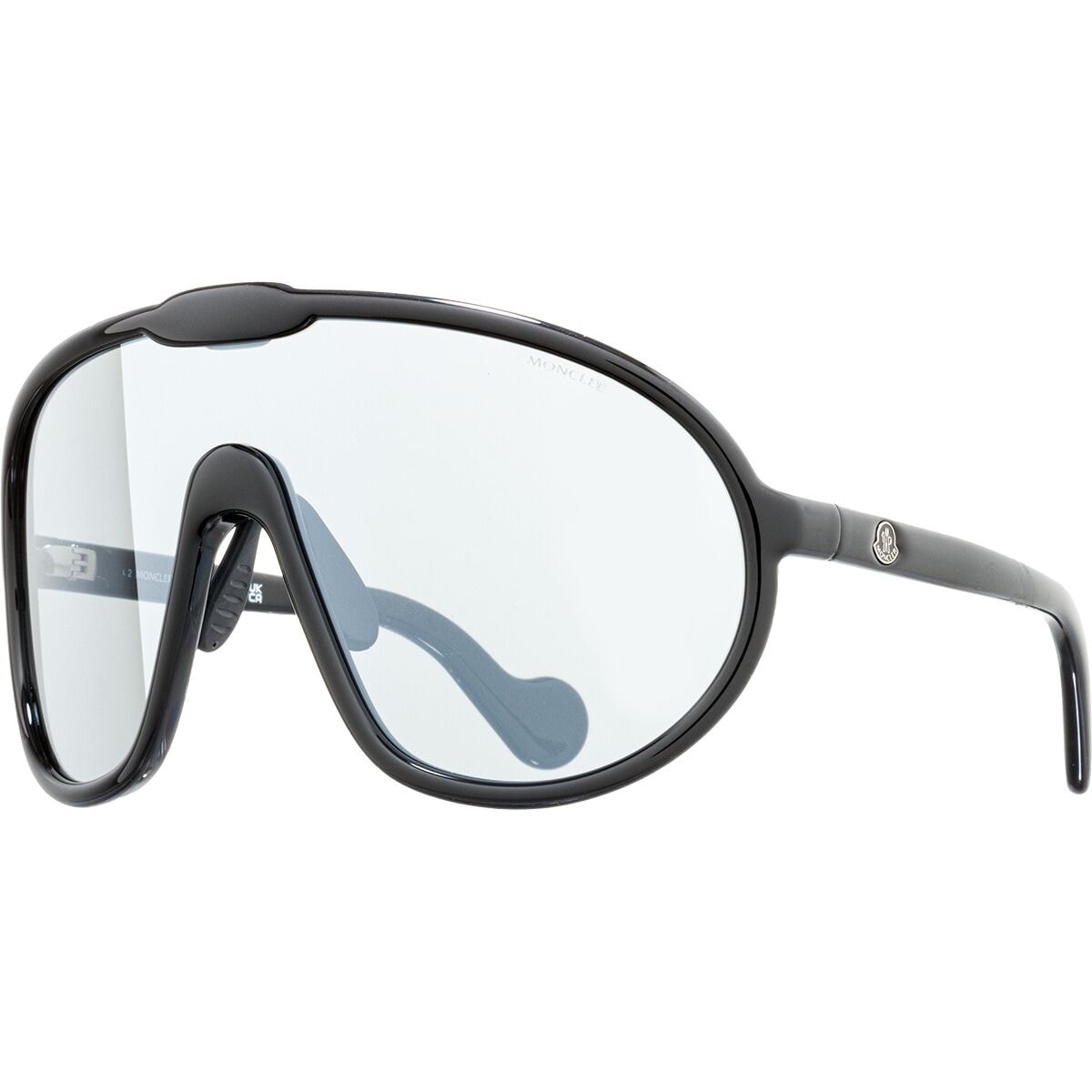 Pre-owned Moncler Grenoble Halometre Shield Sunglasses In Shiny Black/smoke Mirror