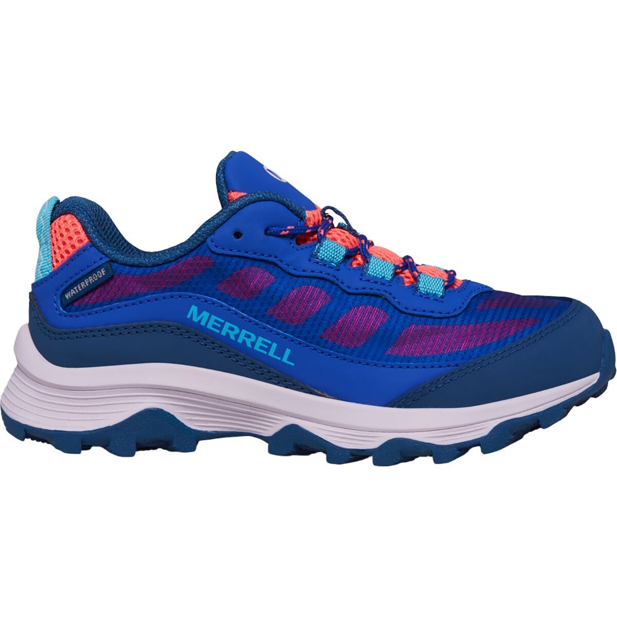 Merrell Moab Speed Low Waterproof Shoe - Kids' Blue/Berry/Turquoise, 2.5