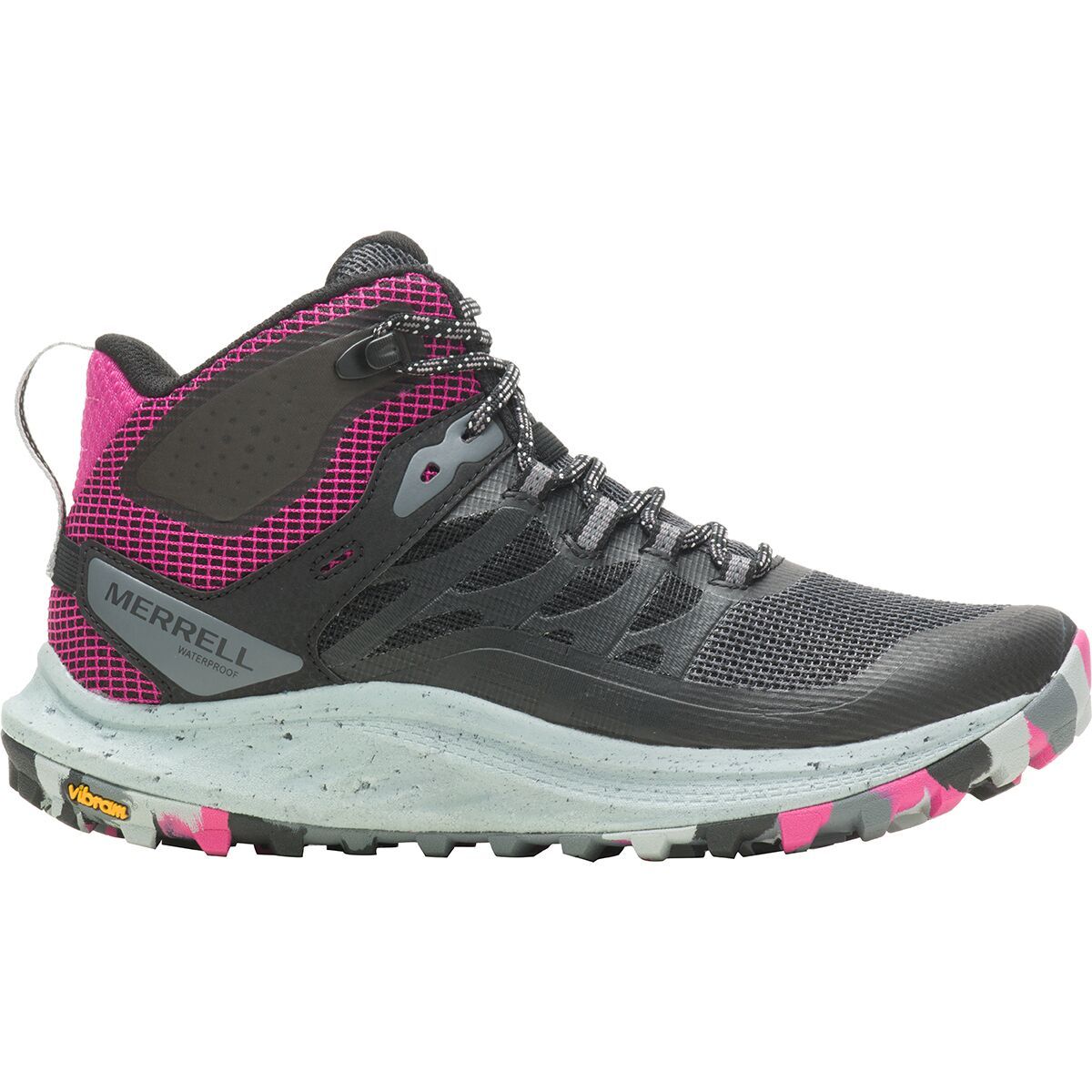Merrell Antora 3 Mid Waterproof Hiking Boot - Women's Black/Fuchsia, 10.5