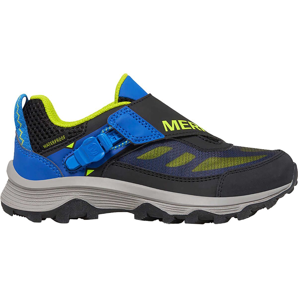 Merrell Moab Speed Low ZT Waterproof Hiking Shoe - Boys' Black/Blue/Lime, 2.0