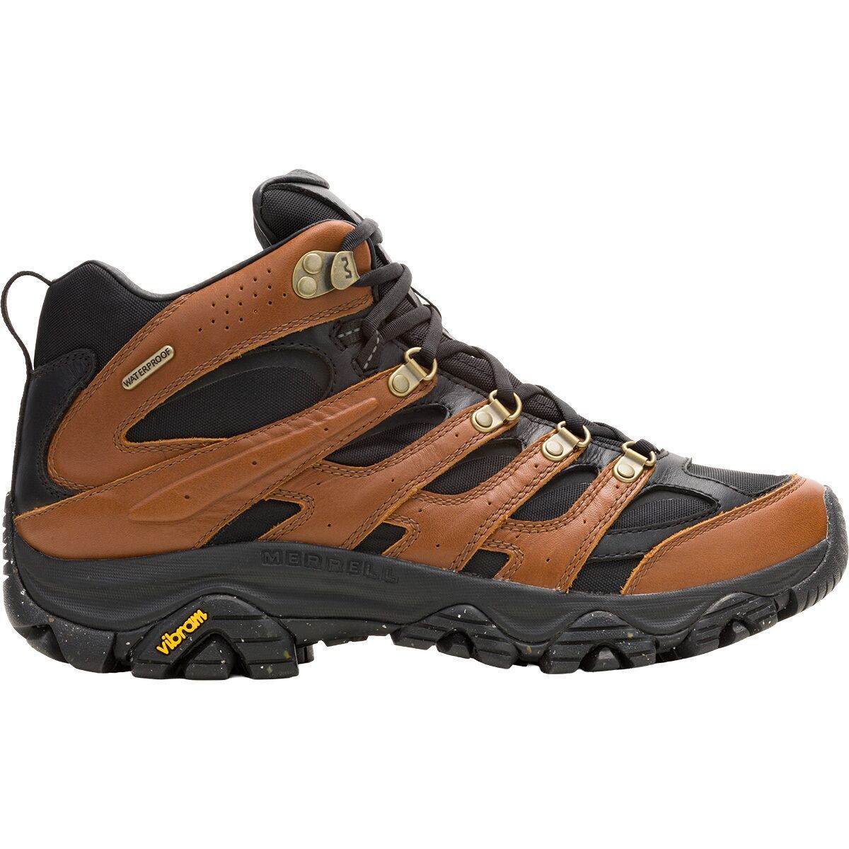Image of Merrell Moab 3 Luxe Ltr Mid WP Hiking Boot - Men's Black/Brown, 12.0