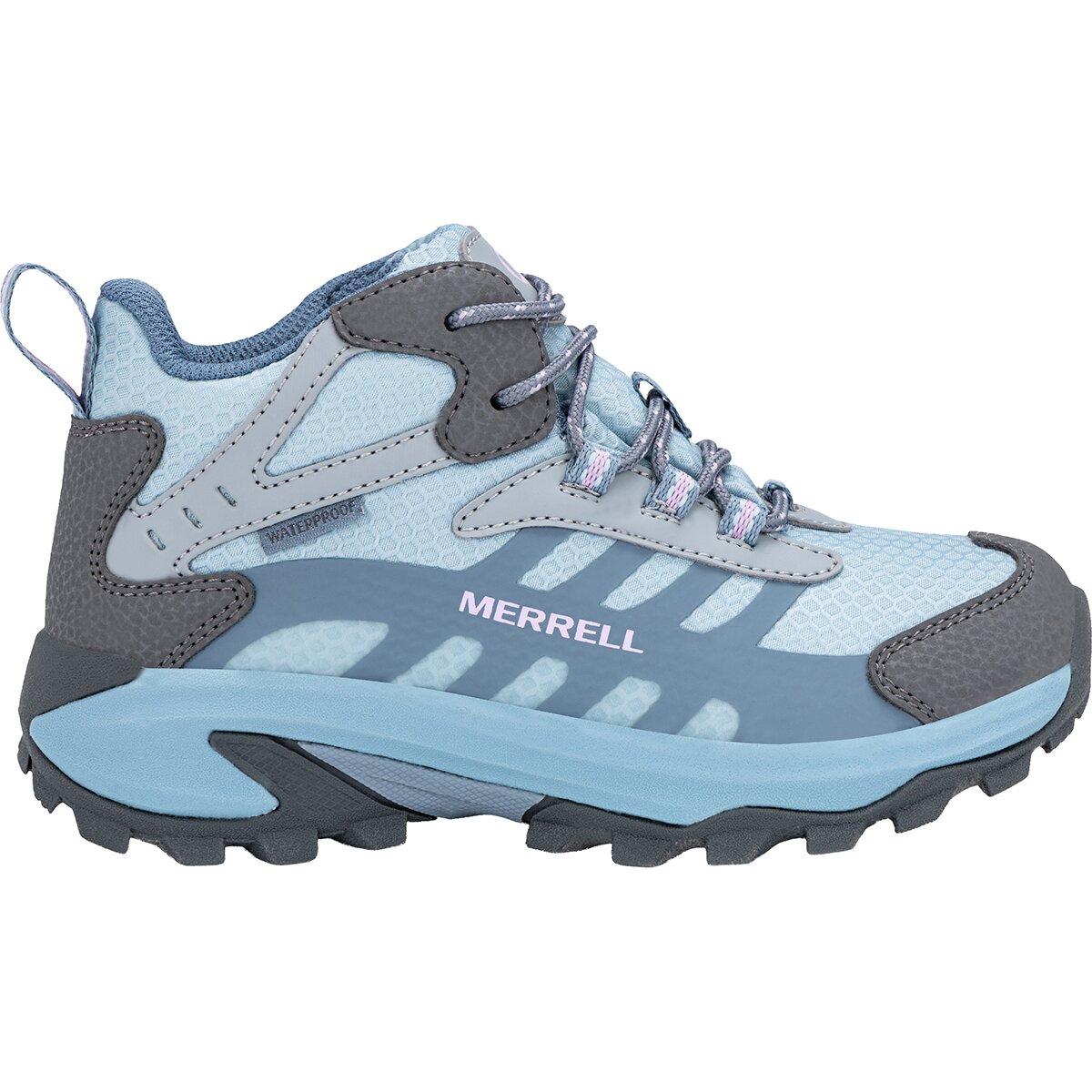 Image of Merrell Moab Speed 2 Mid Hiking Boot - Kids' Grey/Blue, 4.0