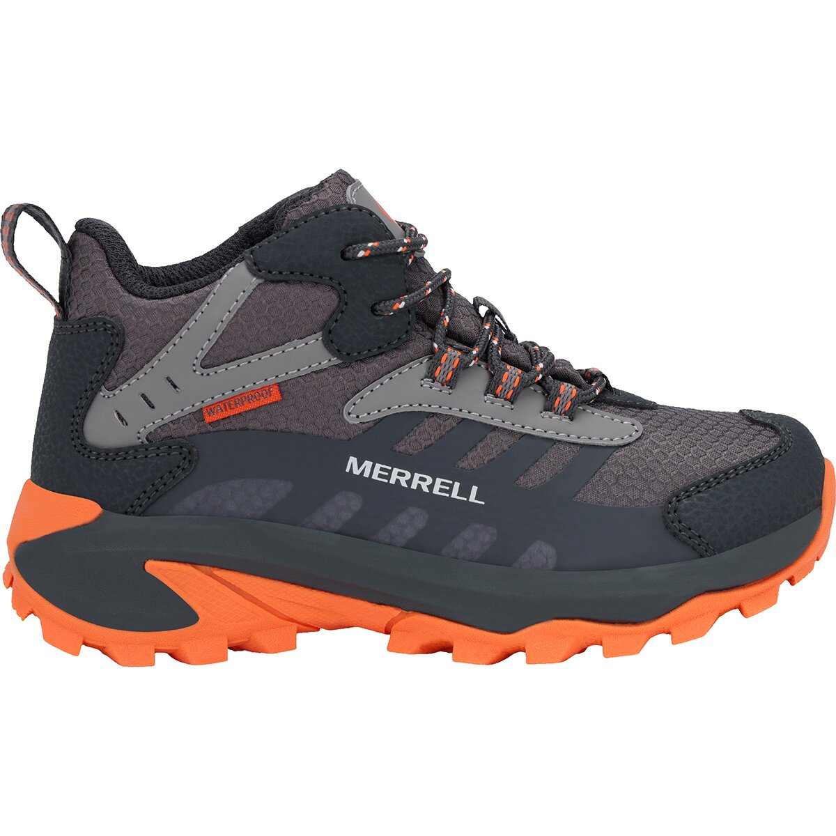 Image of Merrell Moab Speed 2 Mid Hiking Boot - Kids' Gunsmoke/Orange, 3.0