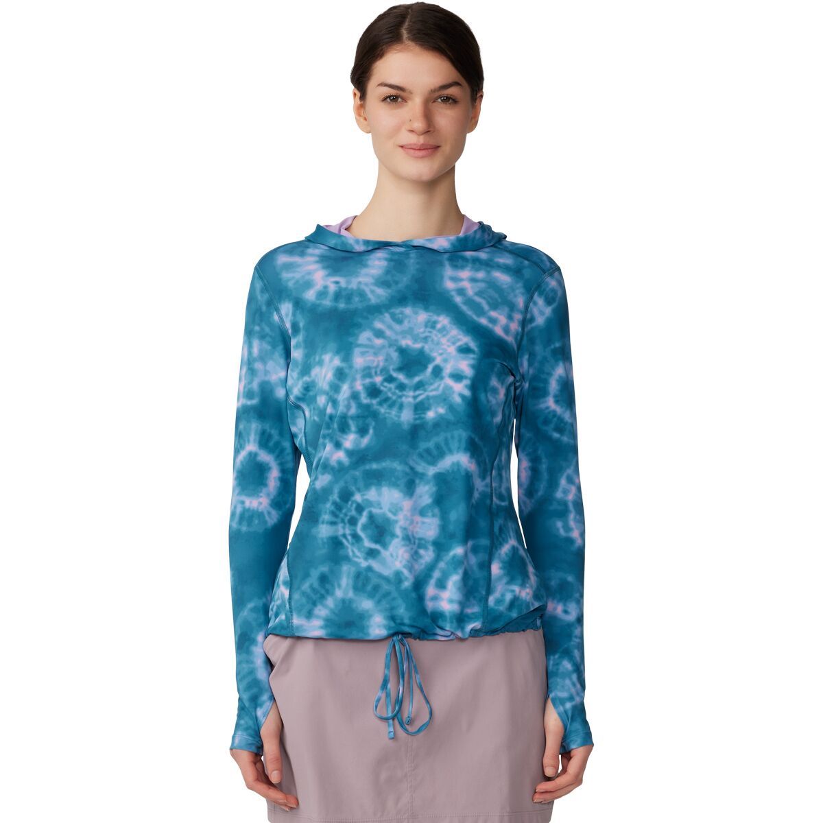 Mountain Hardwear Crater Lake Long-Sleeve Hoodie - Women's Baltic Blue Spore Dye Print, 1X