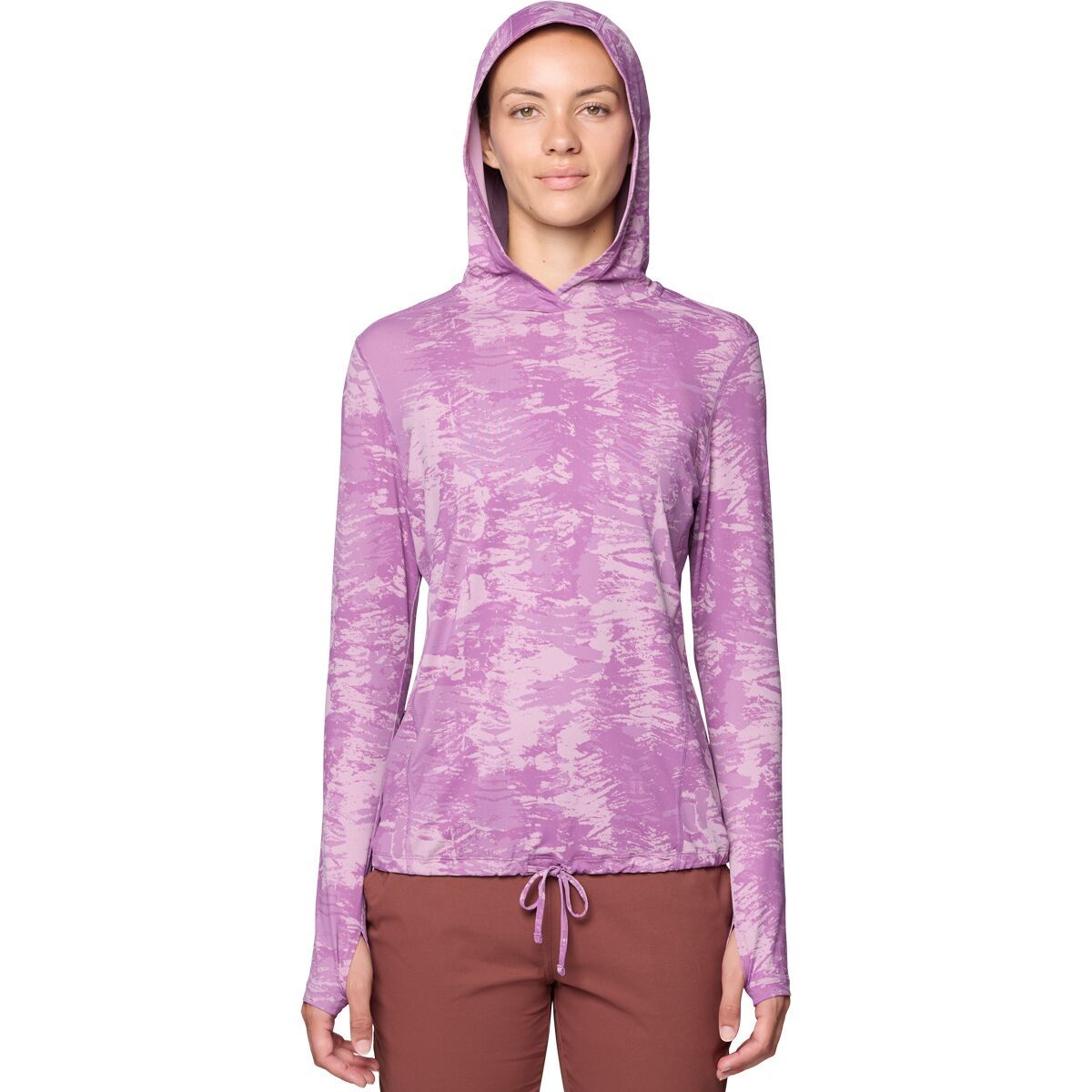 Image of Mountain Hardwear Crater Lake Long-Sleeve Hoodie - Women's Lilac Glow Ink Dyed Print, M