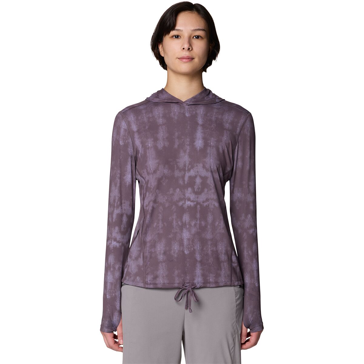 Image of Mountain Hardwear Crater Lake Long-Sleeve Hoodie - Women's Purple Sage Shadowdye XS Print, L