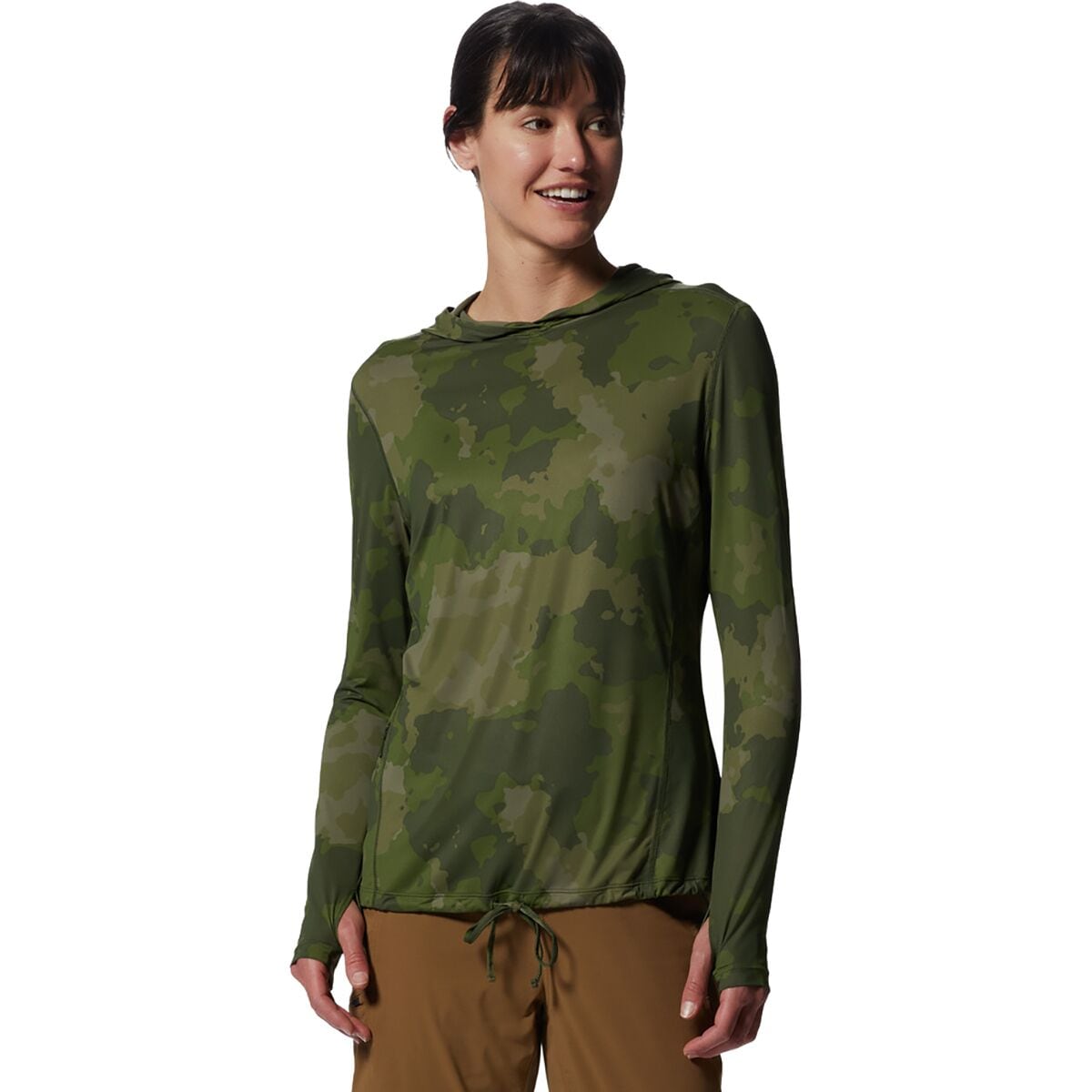 Image of Mountain Hardwear Crater Lake Long-Sleeve Hoodie - Women's Surplus Green Pines Camo, M