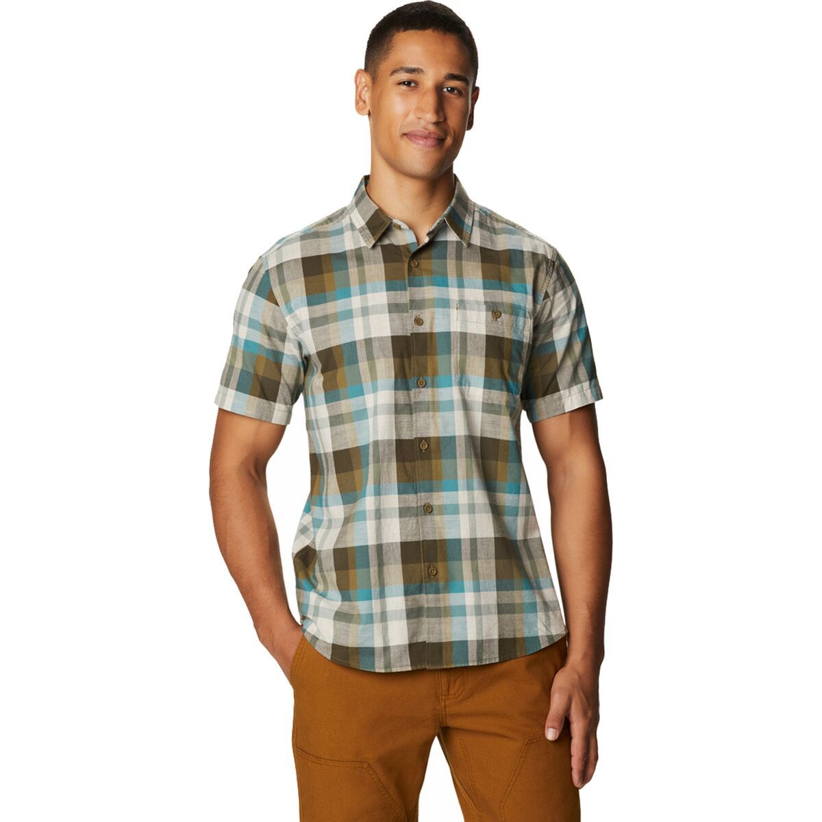 Mountain Hardwear Big Cottonwood Short-Sleeve Shirt - Men's Raw Clay Plaid, 3XLT