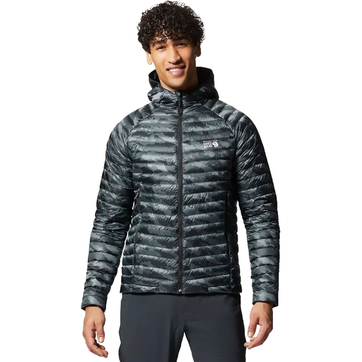 Mountain Hardwear Ghost Whisperer 2 Hooded Down Jacket - Men's Black Paintstrokes Print, M