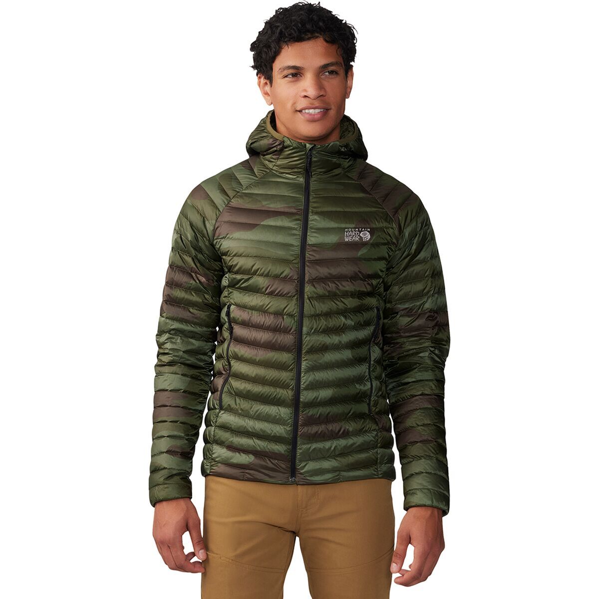 Mountain Hardwear Ghost Whisperer 2 Hooded Down Jacket - Men's Combat Green Calaveras Camo Print, M