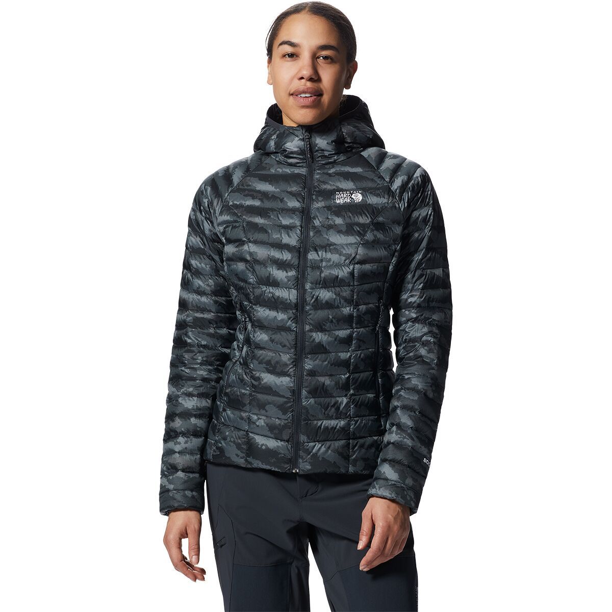 Mountain Hardwear Ghost Whisperer 2 Hooded Down Jacket - Women's Black Paintstrokes Print, XS