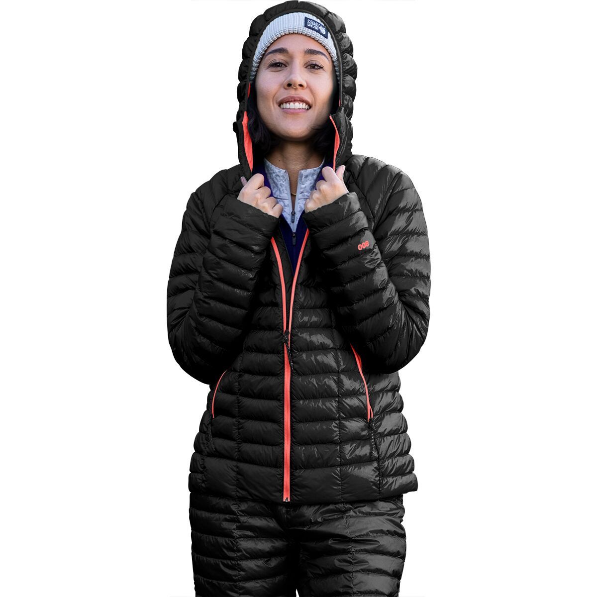 Mountain Hardwear Ghost Whisperer 2 Hooded Down Jacket - Women's Black/Solar Pink - SMU, L