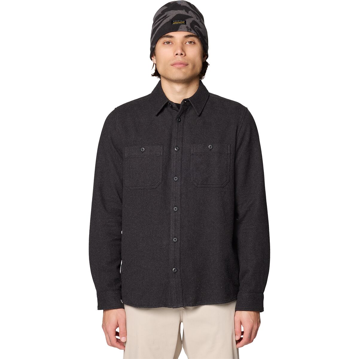 Image of Mountain Hardwear Plusher Long-Sleeve Shirt - Men's Black Melange, XL
