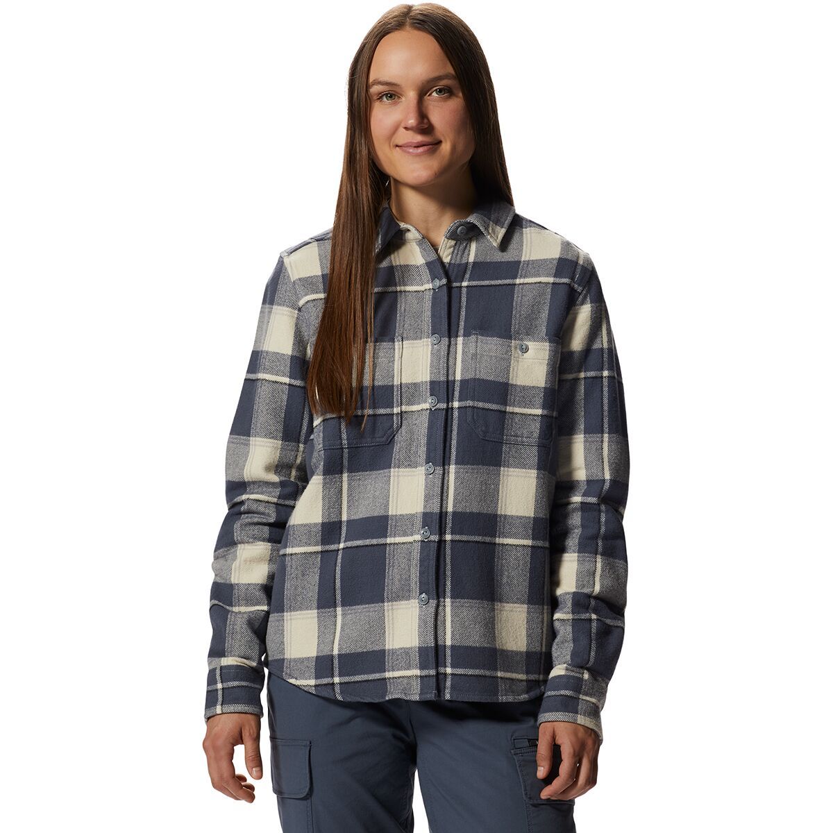Mountain Hardwear Plusher Long-Sleeve Shirt - Women's Wild Oyster Tartan Plaid, XL