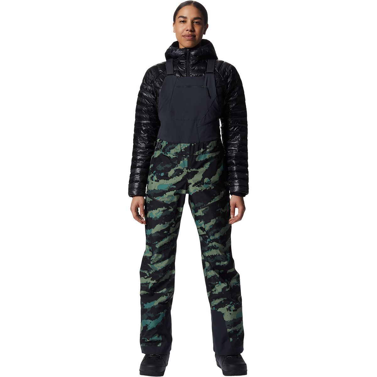 Mountain Hardwear Boundary Ridge GORE-TEX Bib Pant - Women's Mint Palm Brushstrokes Print, S/Short