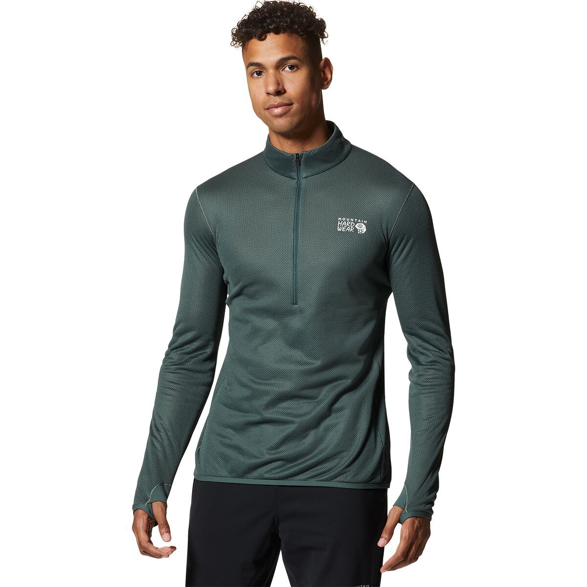 Mountain Hardwear AirMesh 1/4-Zip Top - Men's Black Spruce, M