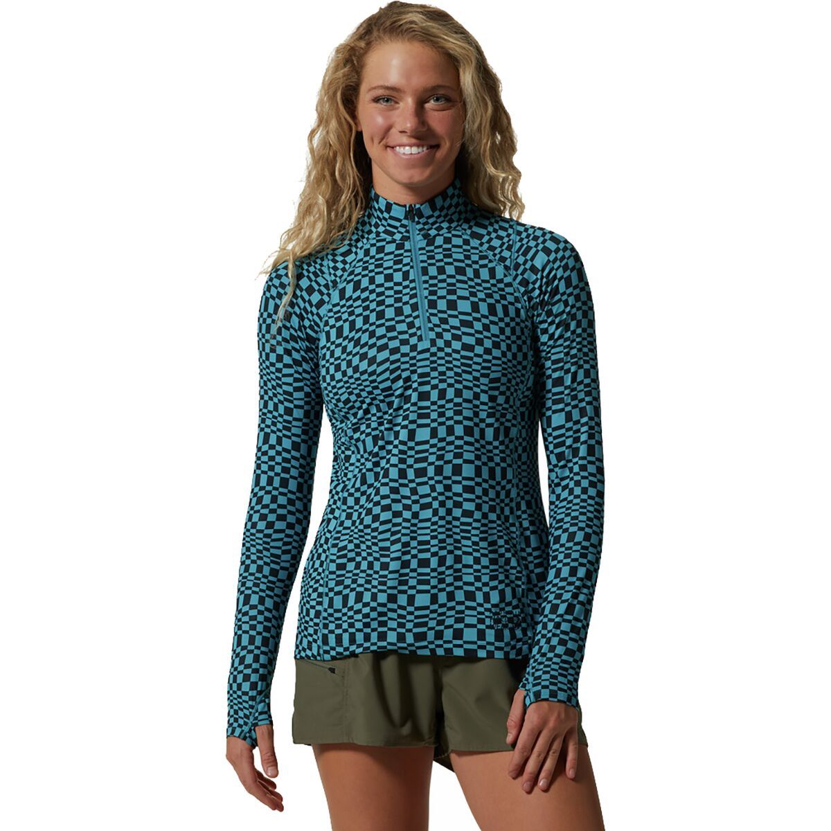 Mountain Hardwear Crater Lake Half-Zip Top - Women's Teton Blue Checks Print, XL