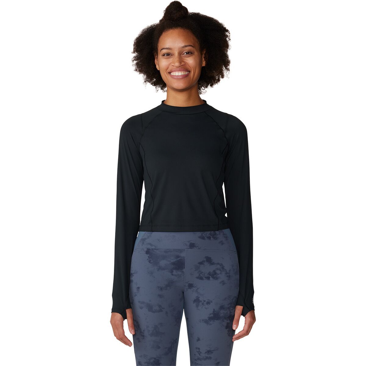 Image of Mountain Hardwear Crater Lake Long-Sleeve Crop Top - Women's Black, S