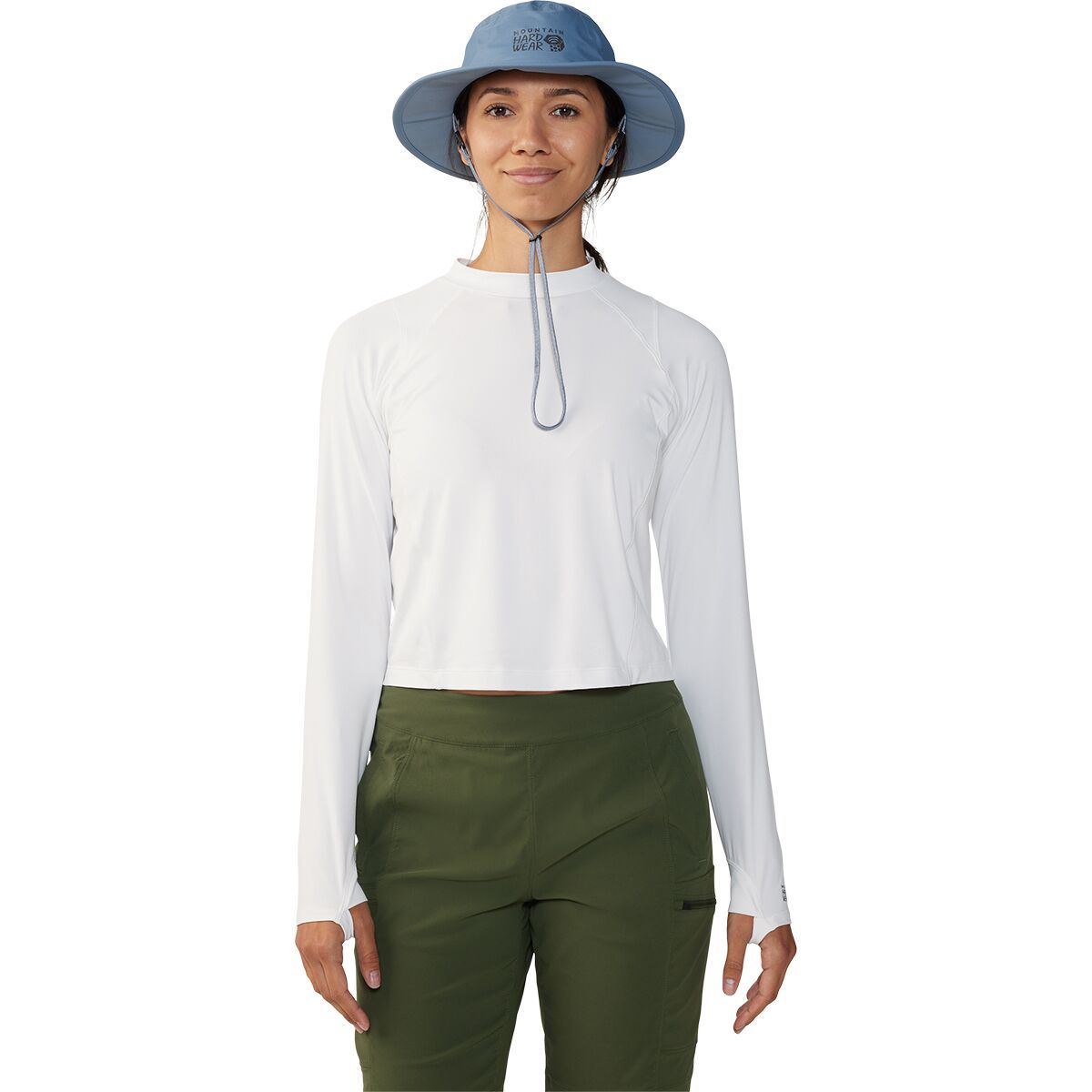 Image of Mountain Hardwear Crater Lake Long-Sleeve Crop Top - Women's Fogbank, XS