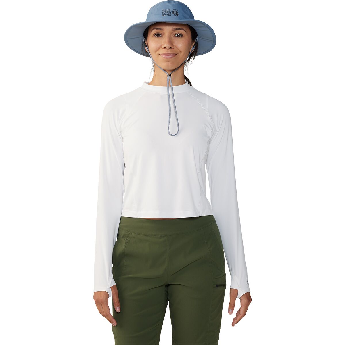 Image of Mountain Hardwear Crater Lake Long-Sleeve Crop Top - Women's Fogbank, XL