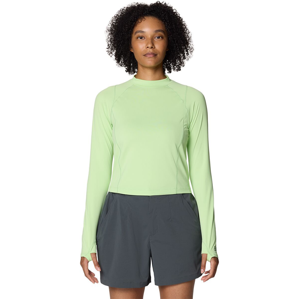Image of Mountain Hardwear Crater Lake Long-Sleeve Crop Top - Women's Frozen In Lime, S